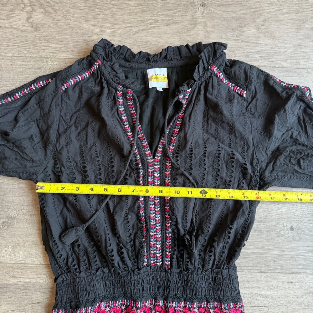 MISA Los Angeles Manuela Embroidered Mini Dress - size small - black/pink/blue - Picture 4 of 13